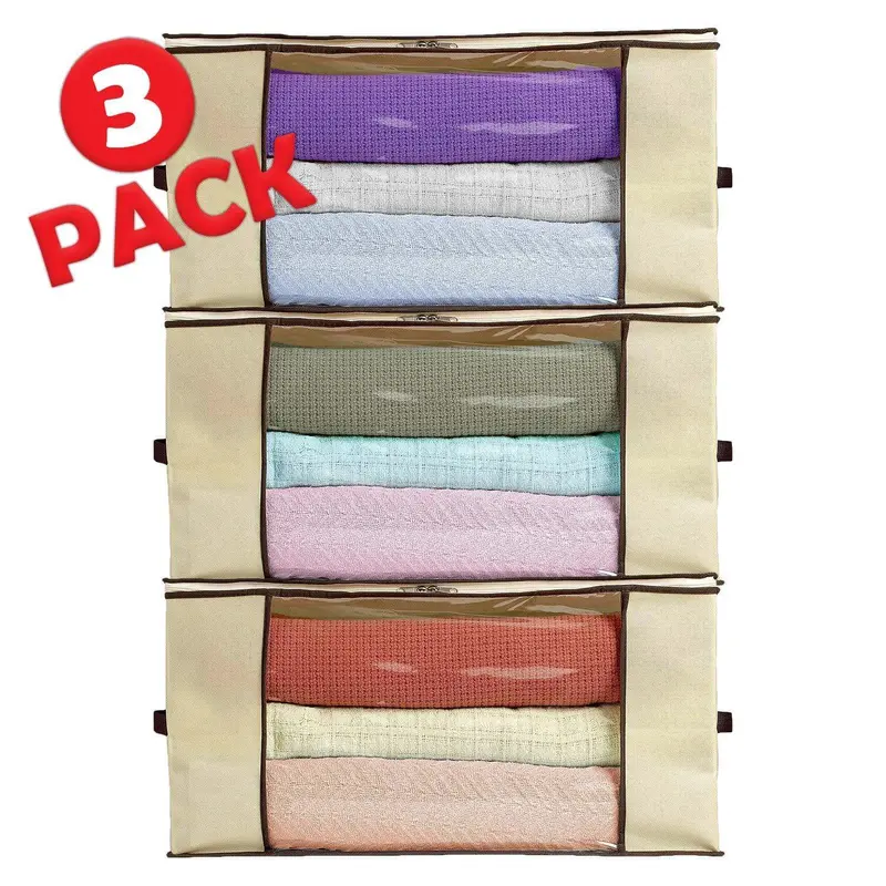 Ziz Home Breathable Blanket Storage Bags – Eco-Friendly Anti-Mold Duvet & Sweater Organizers With Clear Windows 1